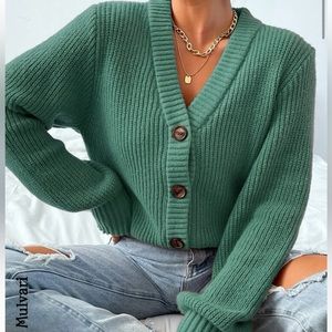 SHEIN Mulvari Solid Button Front Cardigan small